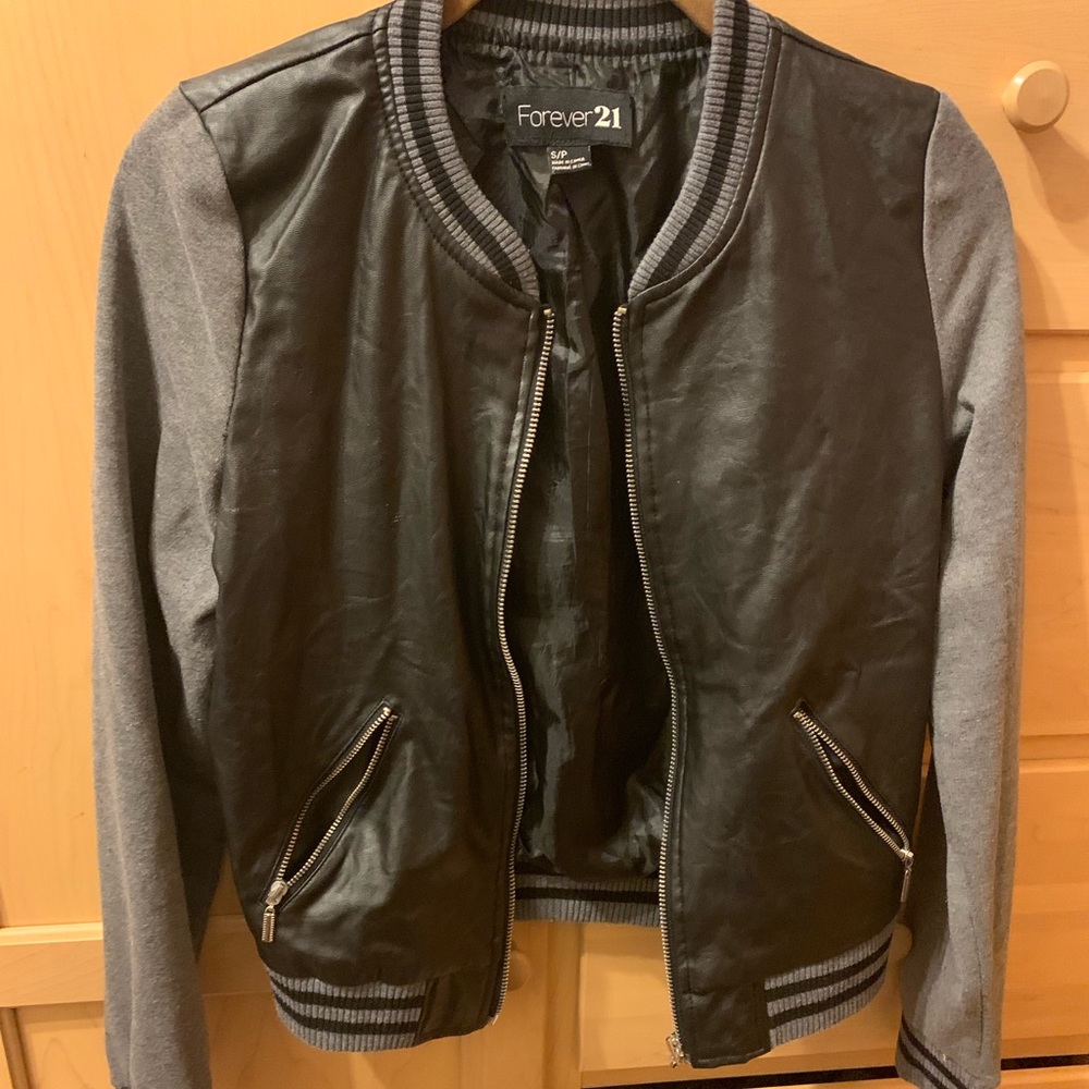 Black and grey varsity jacket